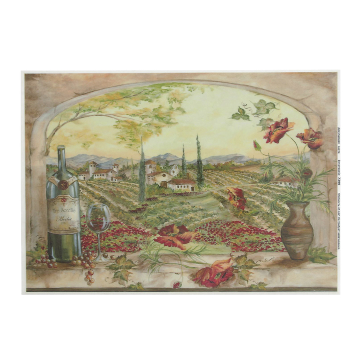 Декупажная карта "Французское вино" плотность 45 г/м2 формат А4