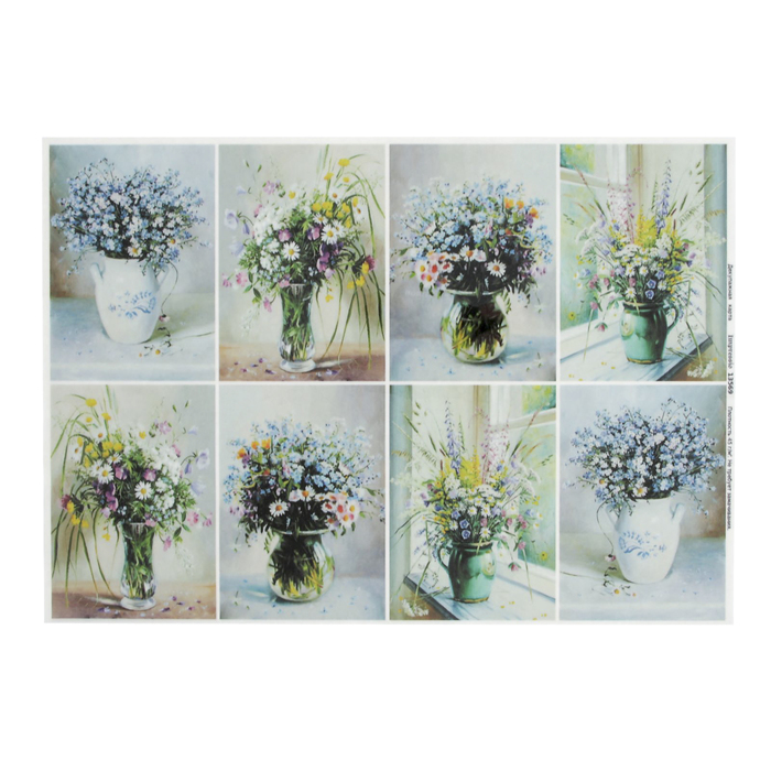 Декупажная карта "Полевой букет" плотность 45 г/м2, формат А4