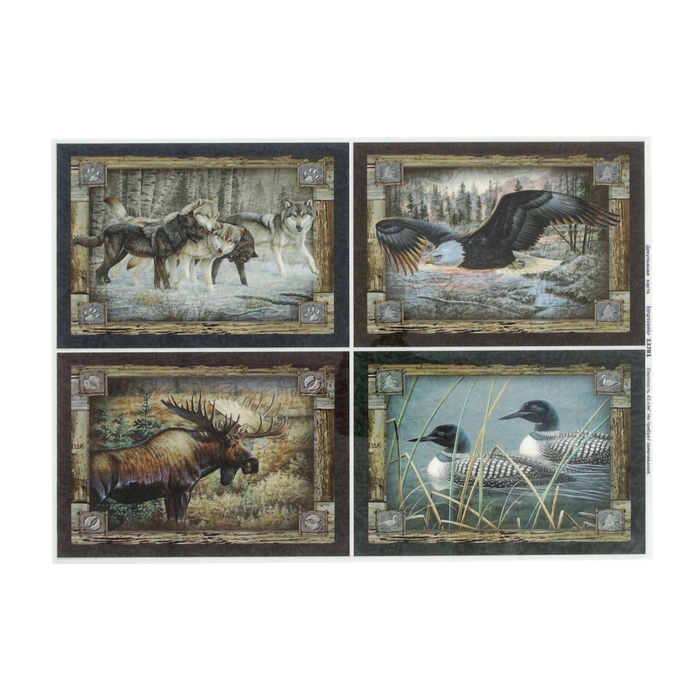 Декупажная карта "Животный мир" плотность 45 г/м2, формат А4