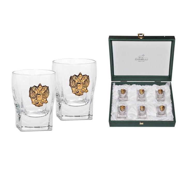 Набор из 6 стопок для водки "Россия" цвет золотой