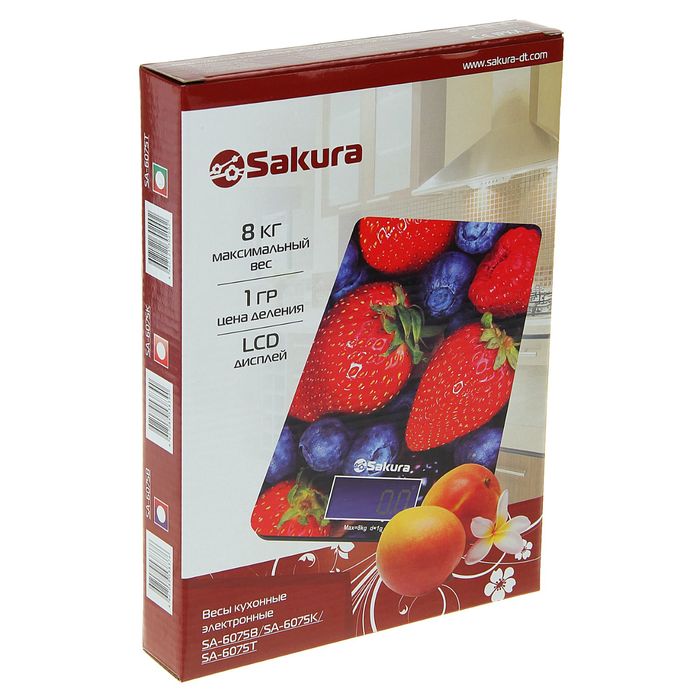 Весы кухонные Sakura SA-6075T, до 8 кг, электронные, томаты