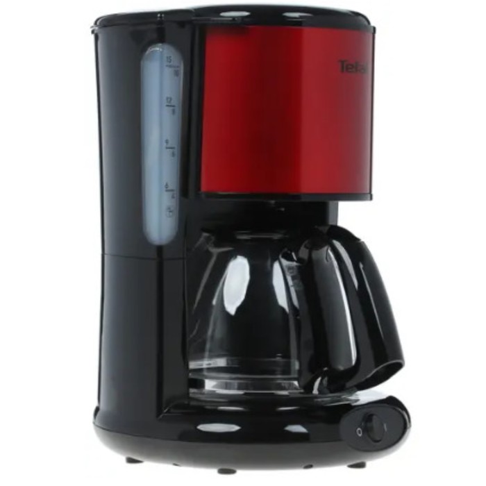 Кофеварка Tefal CM 361Е38, капельная, 1000 Вт, 1.25 л, чёрно-красная кофеварка капельная tefal cm321832 черный 1000 вт