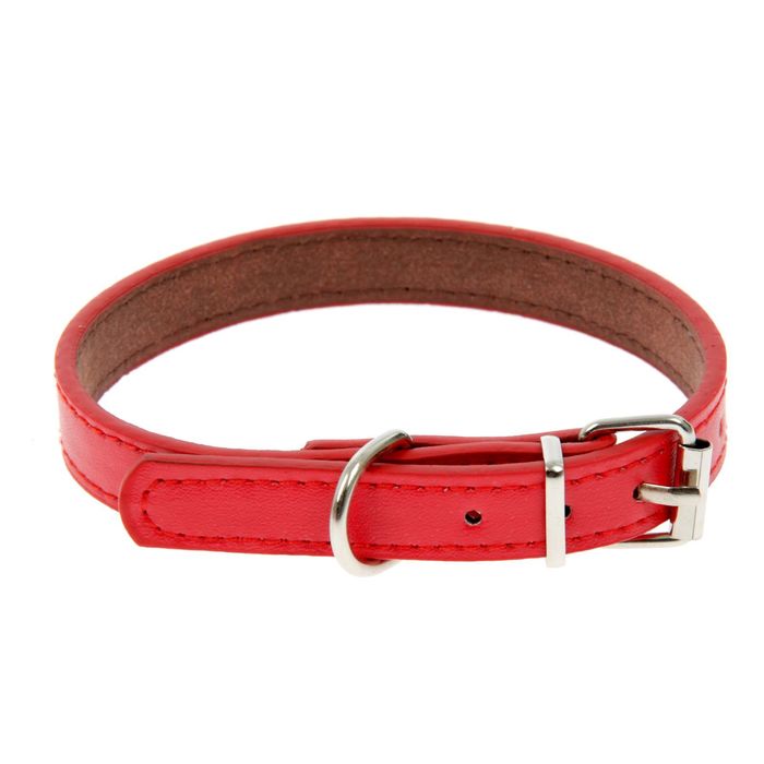 Ошейник из искусственной кожи с подкладкой "под кожу", 39,5 х 1,5 см, красный