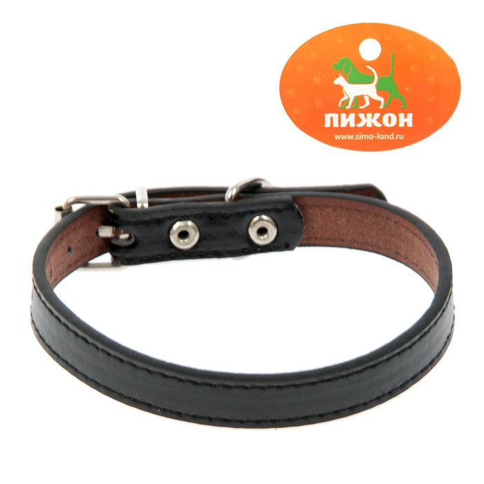 Ошейник из искусственной кожи с подкладкой "под кожу", 39,5 х 1,5 см, черный