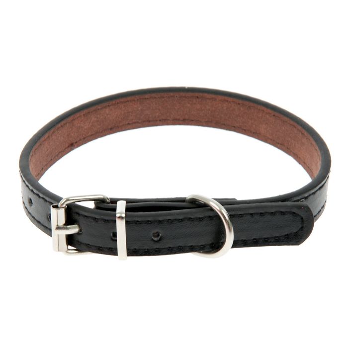 Ошейник из искусственной кожи с подкладкой "под кожу", 39,5 х 1,5 см, черный