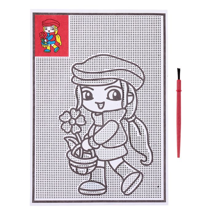 Раскраска водная "Девочка с цветочком" + кисть