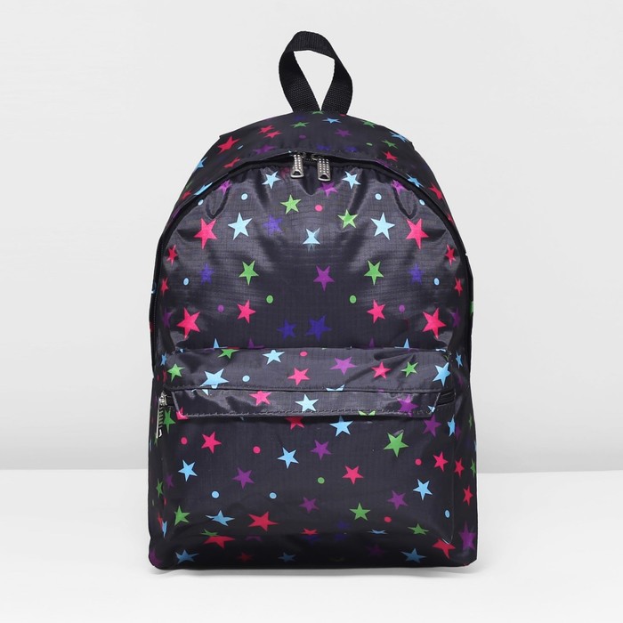 Рюкзак молодёжный на молнии, 1 отдел, наружный карман, цвет чёрный/разноцветный