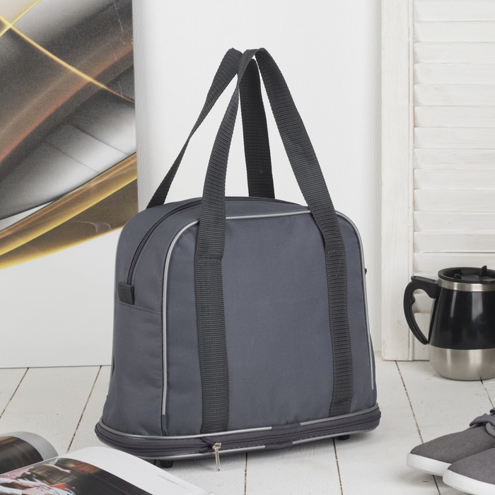 Сумка дорожная на молнии, с увеличением, 1 отдел, наружный карман, цвет серый