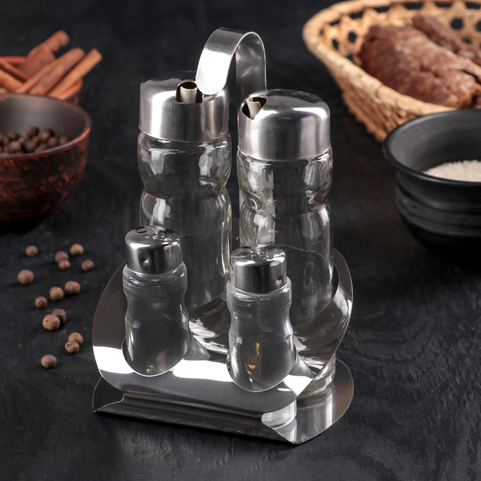 Набор для специй "Элит", 4 шт:150 мл/50 мл, на подставке