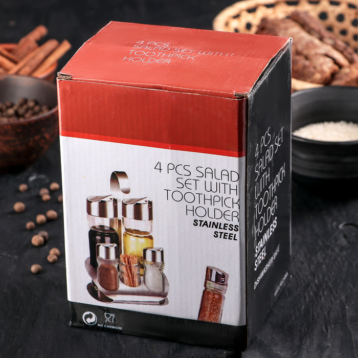 Набор для специй "Элит", 4 шт:150 мл/50 мл, на подставке