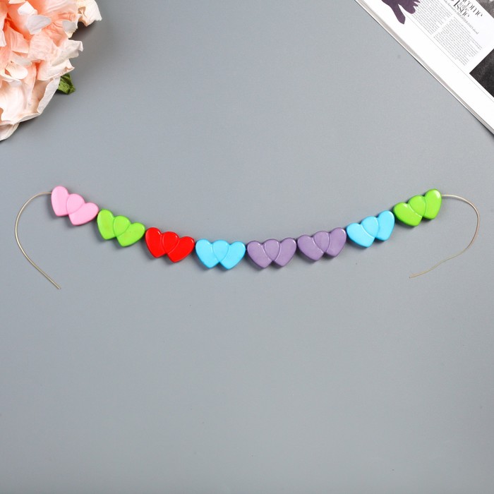 Набор бусин "Двойное сердце", 7 шт., МИКС