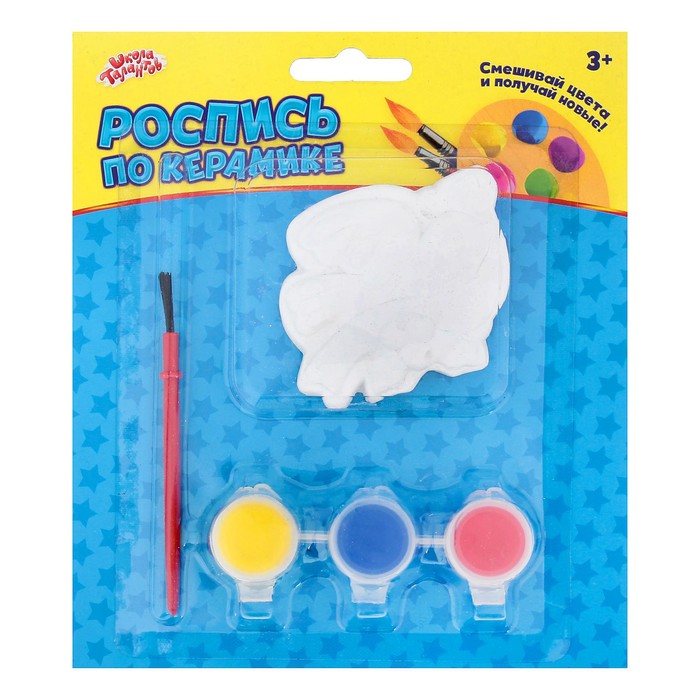 Роспись по керамике "Птичка с подвесом" + краски 3 цвета по 3 гр, кисть