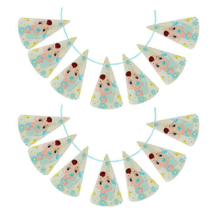 Гирлянда из колпаков "С Днем рождения" малыш, 200 см