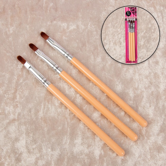 Набор кистей для макияжа/помады, универсальные, 3шт, 10см