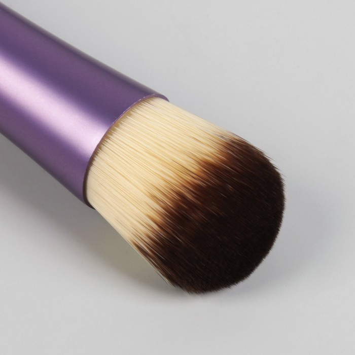 Кисть для макияжа/тонального крема, со спонжем, двусторонняя, скруглённая, цвет МИКС