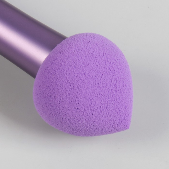 Кисть для макияжа/тонального крема, со спонжем, двусторонняя, скруглённая, цвет МИКС