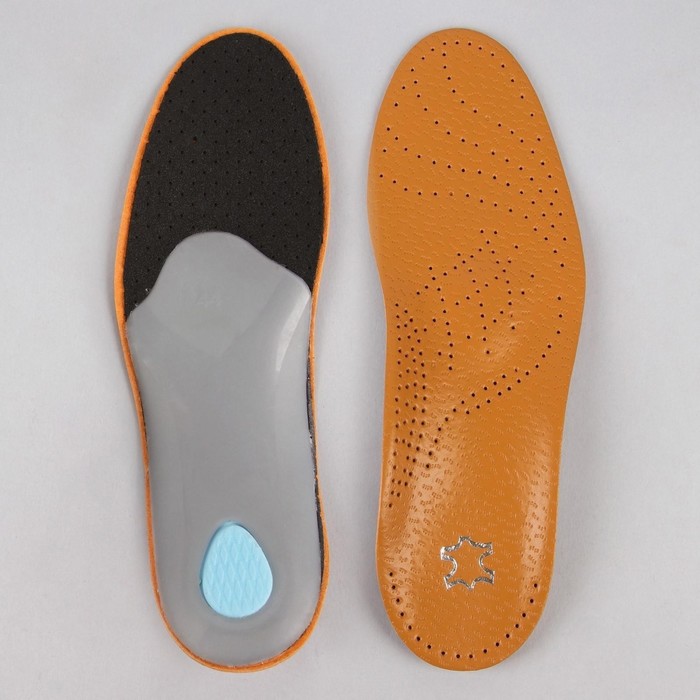 фото Стельки для обуви, амортизирующие, дышащие, с жёстким супинатором, р-р ru 38 (р-р пр-ля 38), 25 см, пара, цвет коричневый stel'kishnurki