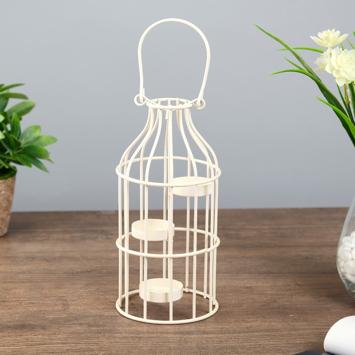 Подсвечник металл 3 свечи "Бутыль" белый 21х10х10 см