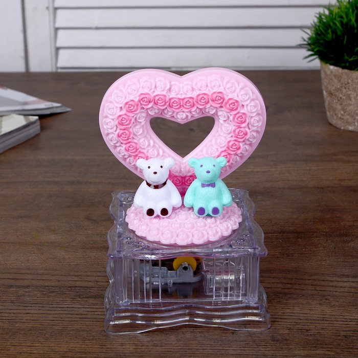 Сувенир музыкальный механический "Медвежата у сердца" 16х10,5х10 см