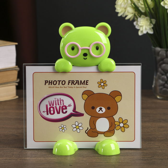 Фоторамка пластик 13х18 см "Мишутка в очках" МИКС 18х18,5х6,5 см