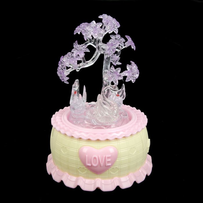 Сувенир музыкальный механический световой "Лебеди у цветочного дерева" МИКС 19х13х13 см