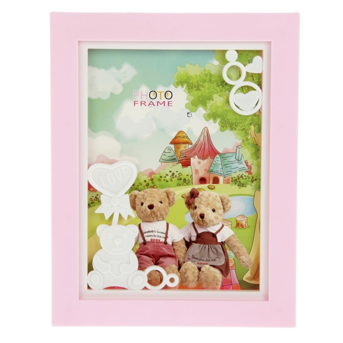 Фоторамка пластик 13х18 см "Медвежонок с шариком" МИКС 23х18х1,5 см