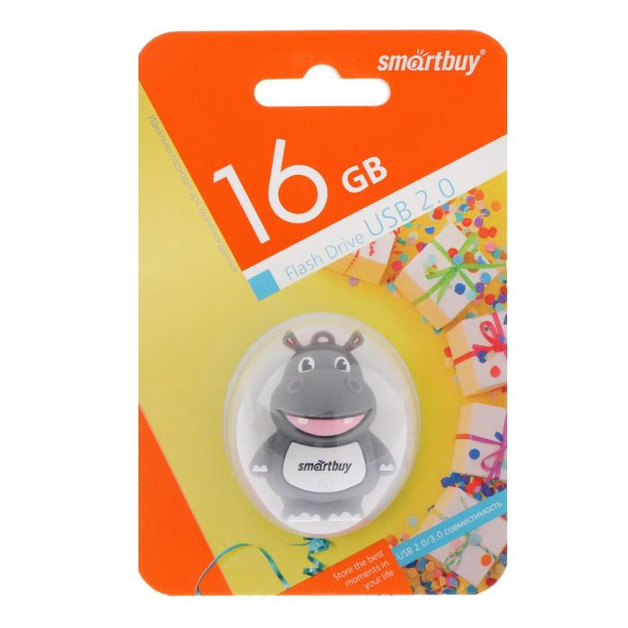 Подарочная USB-флешка Smartbuy 16GB Wild series Гиппопотам