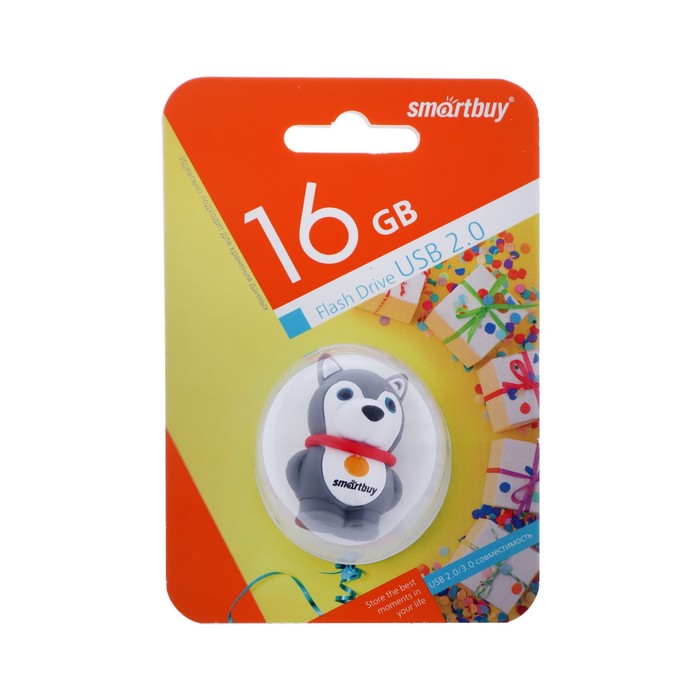 

Флешка Smartbuy Wild series, 16 Гб, USB2.0, "Собачка", чт до 25 Мб/с, зап до 15 Мб/с