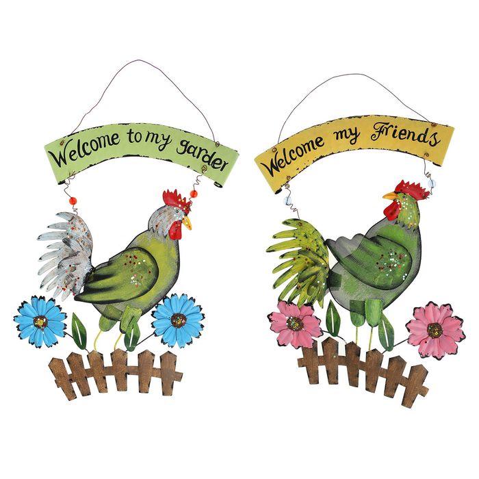 Табличка декоративная "Петушок на заборе" 26*40 см