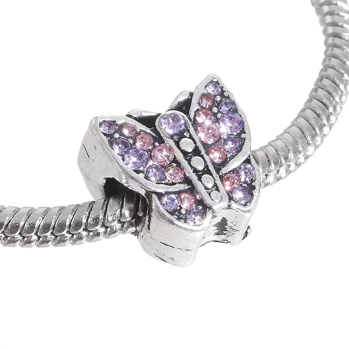 Талисман "Бабочка" блеск, цвет розово-сиреневый в серебре