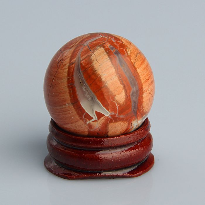 Шар из камня. Яшма Зебра от 29мм/55г: подставка, коробка