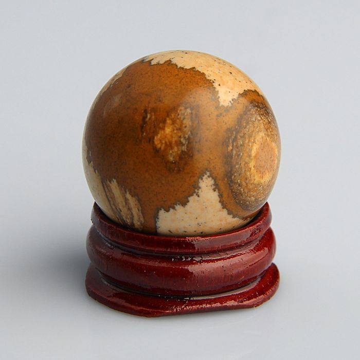 Шар из камня. Яшма узорчатая от 29мм/55г: подставка, коробка