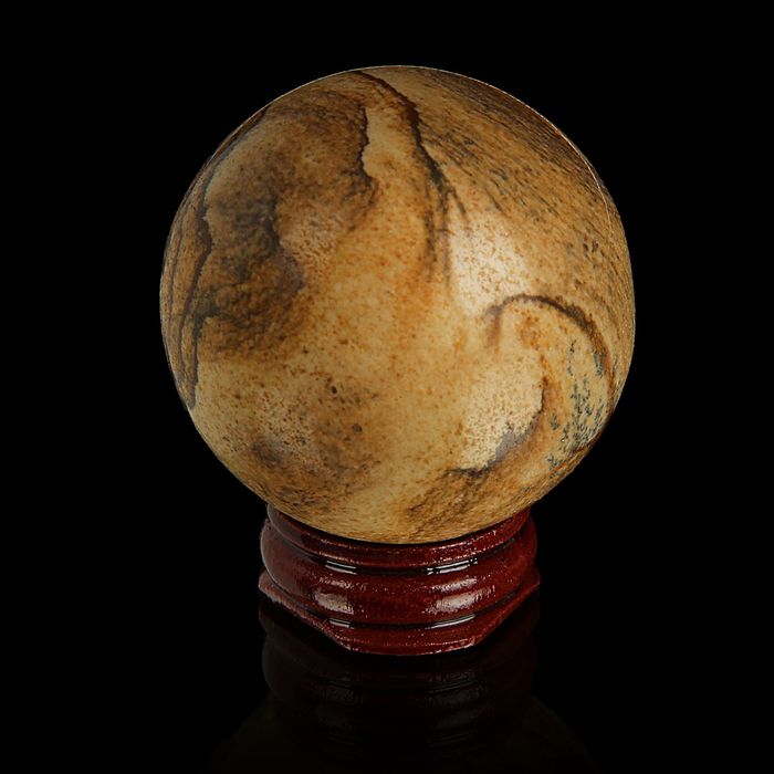 Шар из камня. Яшма узорчатая от 48мм/200г: подставка, коробка