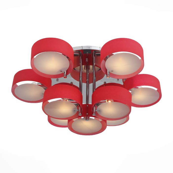 Люстра FORESTA 9x60Вт Е27 хром, красный 100x100x30см