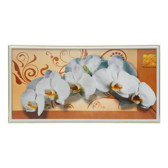 Картина "Белая орхидея" 36х73 см