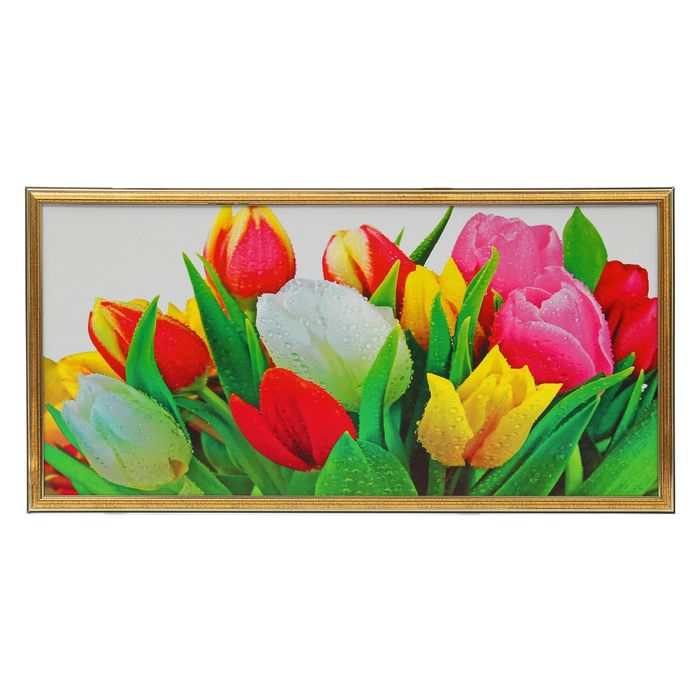 Картина "Цветные тюльпаны" 36х73 см