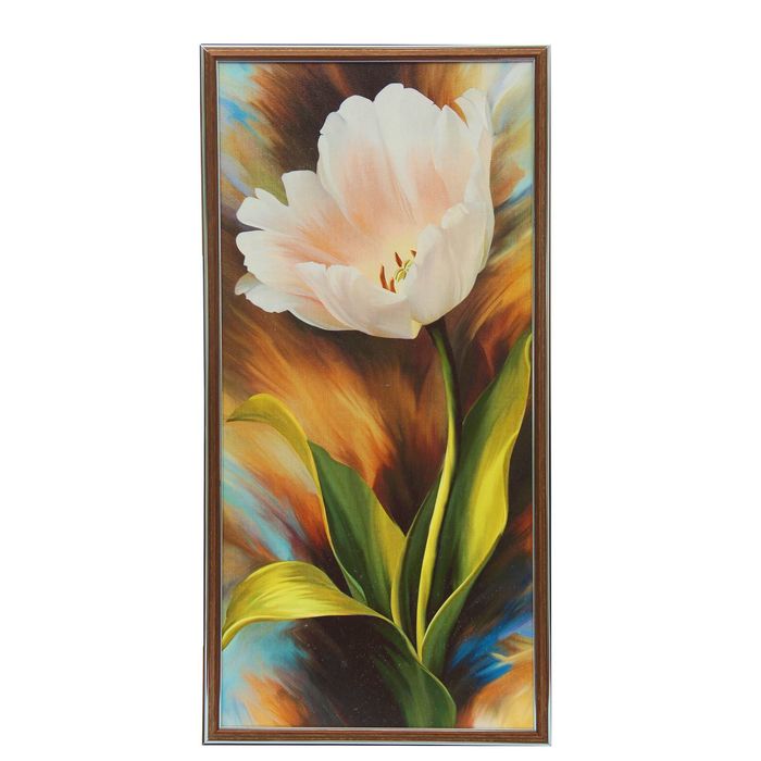 Картина "Белый пышный тюльпан" 36х73 см