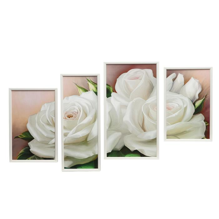 Модульная картина в раме "Белые розы"
