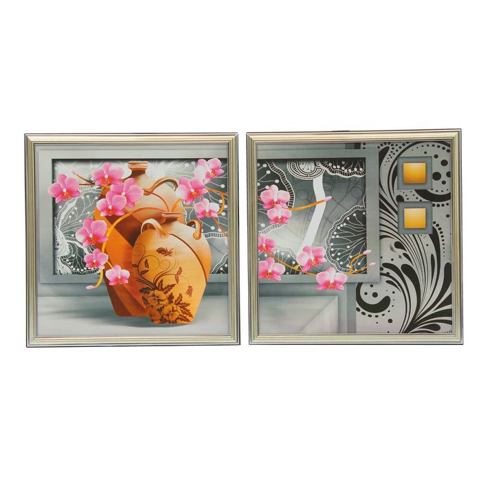 Модульная картина в раме "Вазы в абстракции"