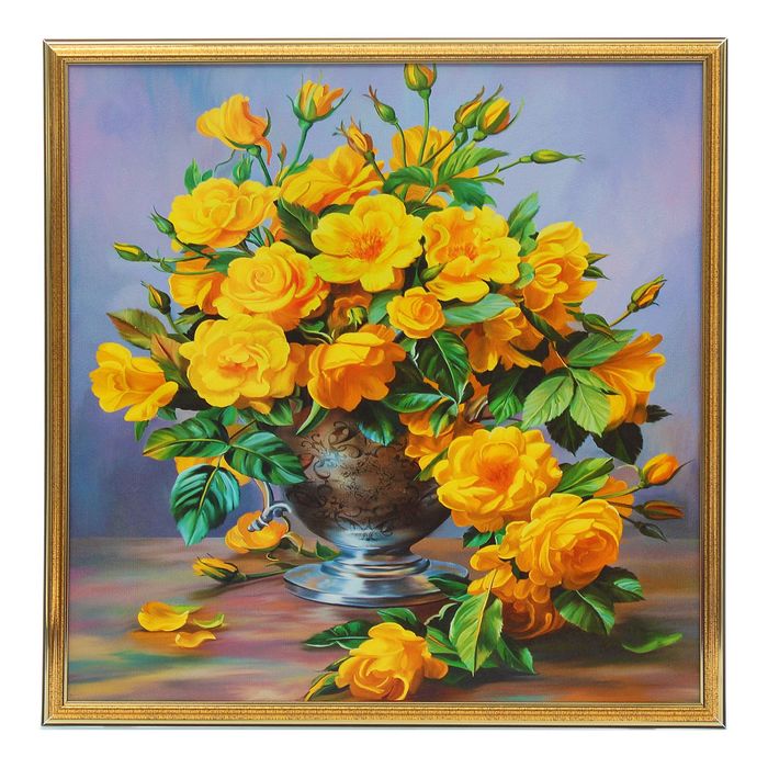 Картина "Жёлтые цветы" 53х53 см