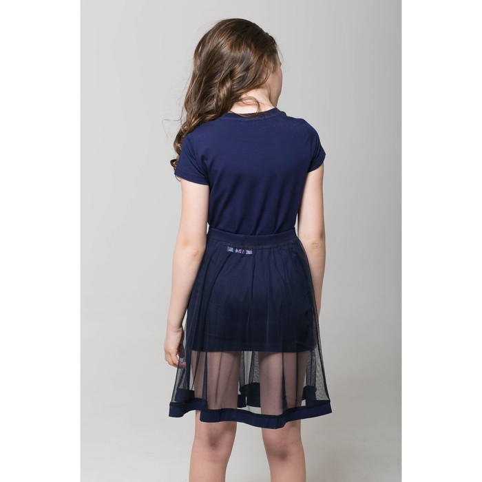 Платье нарядное для девочки, рост 134 (72) см, цвет тёмно-синий