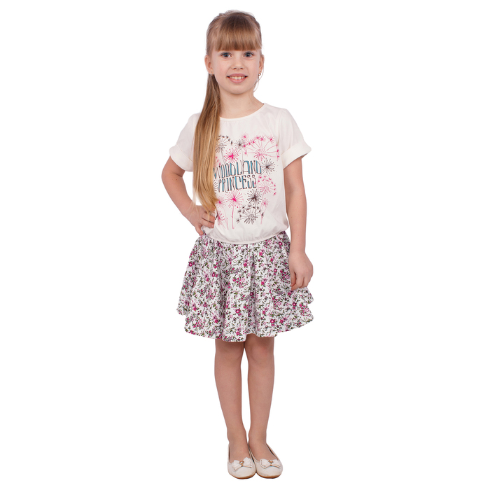 Футболка для девочки "Новая Алиса", рост 110 см (56), цвет сливки, принт одуванчики ДДК981804