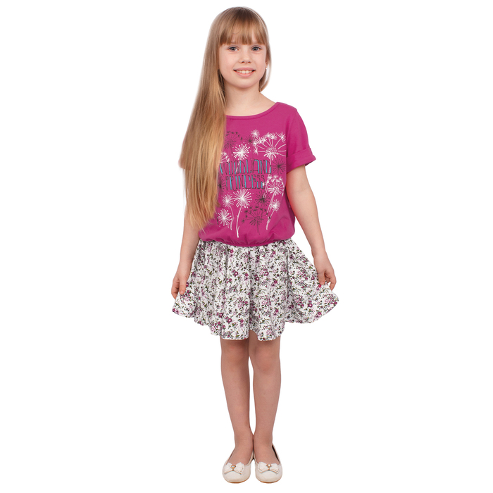 Футболка для девочки "Новая Алиса", рост 110 см (56), цвет малина, принт одуванчики ДДК981804