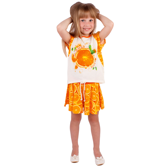 Футболка для девочки "Апельсины", рост 128 см (64), цвет сливки, принт апельсины ДДБ324001