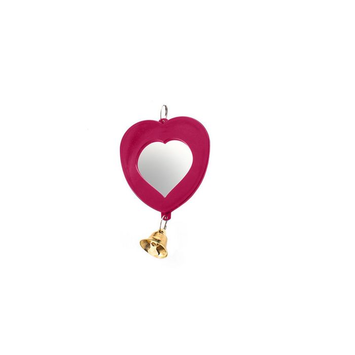 Зеркало Zoo-M "Сердечко" для птиц, с колокольчиком d50