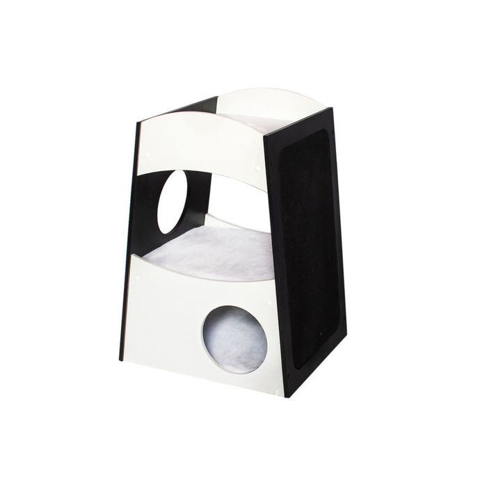 Домик Zoo-M "Домино" 2-x уровневый+меховая игрушка, ковролин, 45*40*63,5см