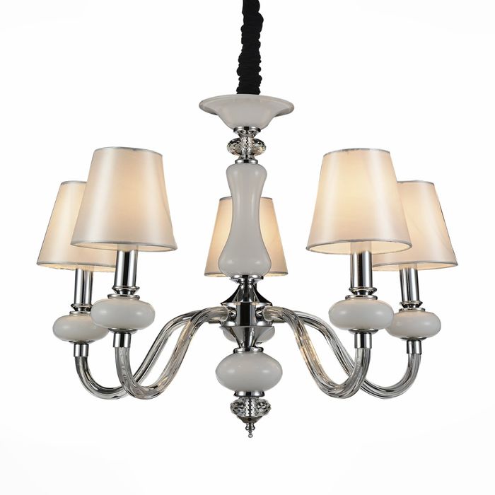 Люстра LUME 5x40Вт Е14 хром, белый 58x58x130см