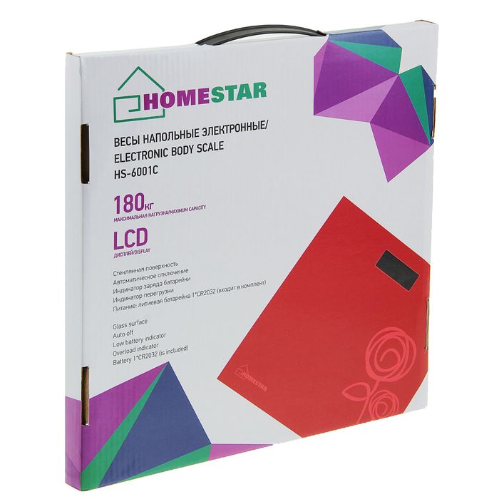 Весы напольные HOMESTAR HS-6001C, электронные, до 180 кг, красные