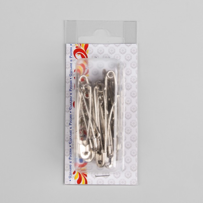 Булавки английские, ассорти, 28мм, 35мм, 44мм, 55мм, 35шт, цвет никель