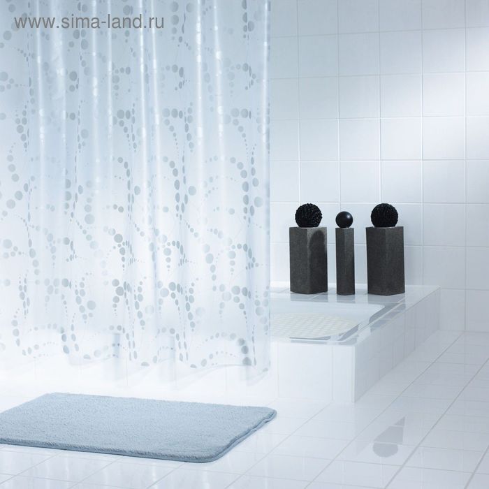 цена Штора для ванных комнат Dots, цвет серый/серебряный